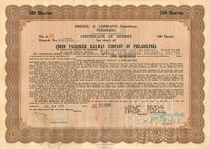 Union Passenger Railway Co. of Philadelphia - Stock Certificate